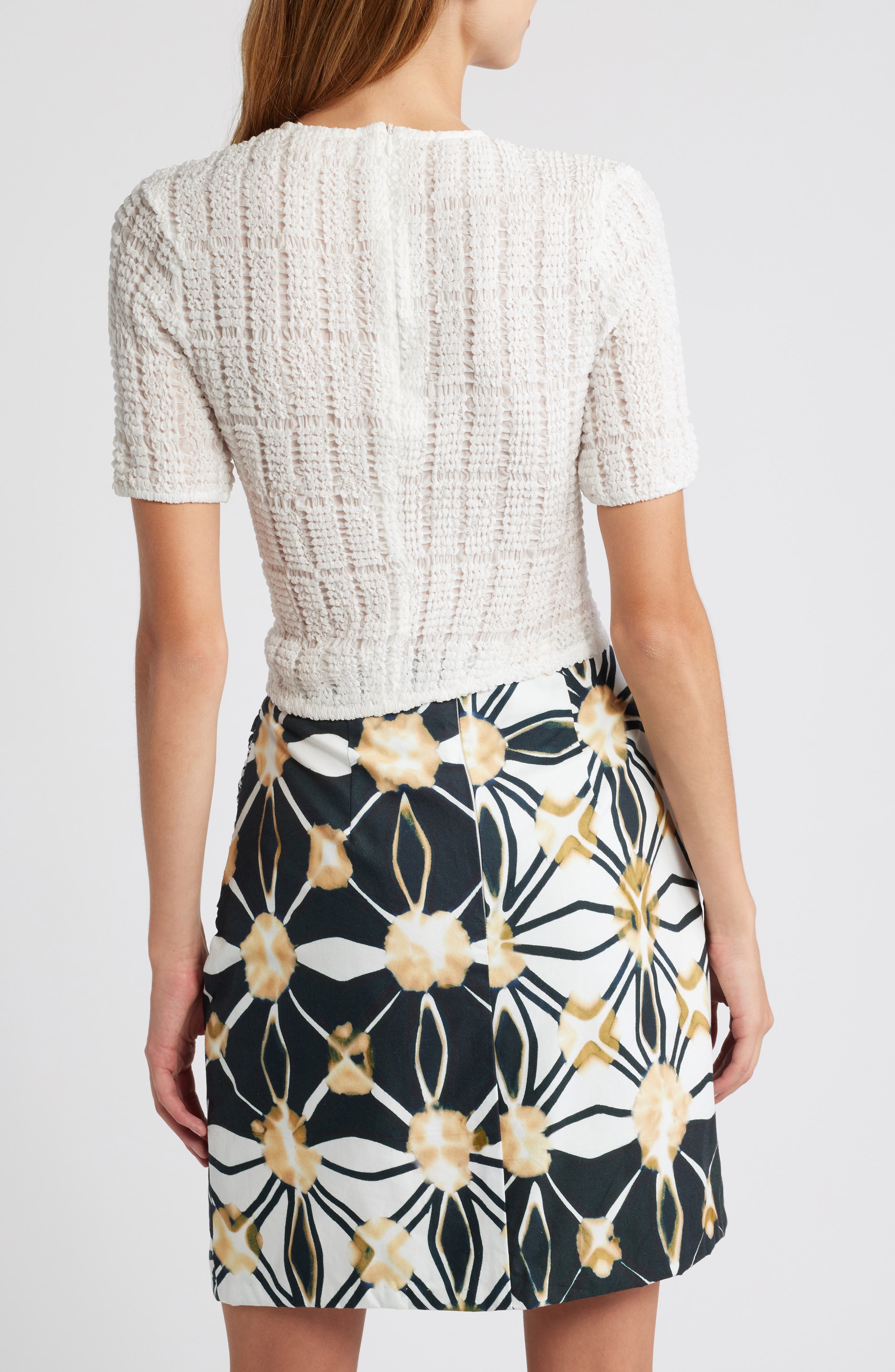 Janet Texture Puff Sleeve Crop Top - image 2