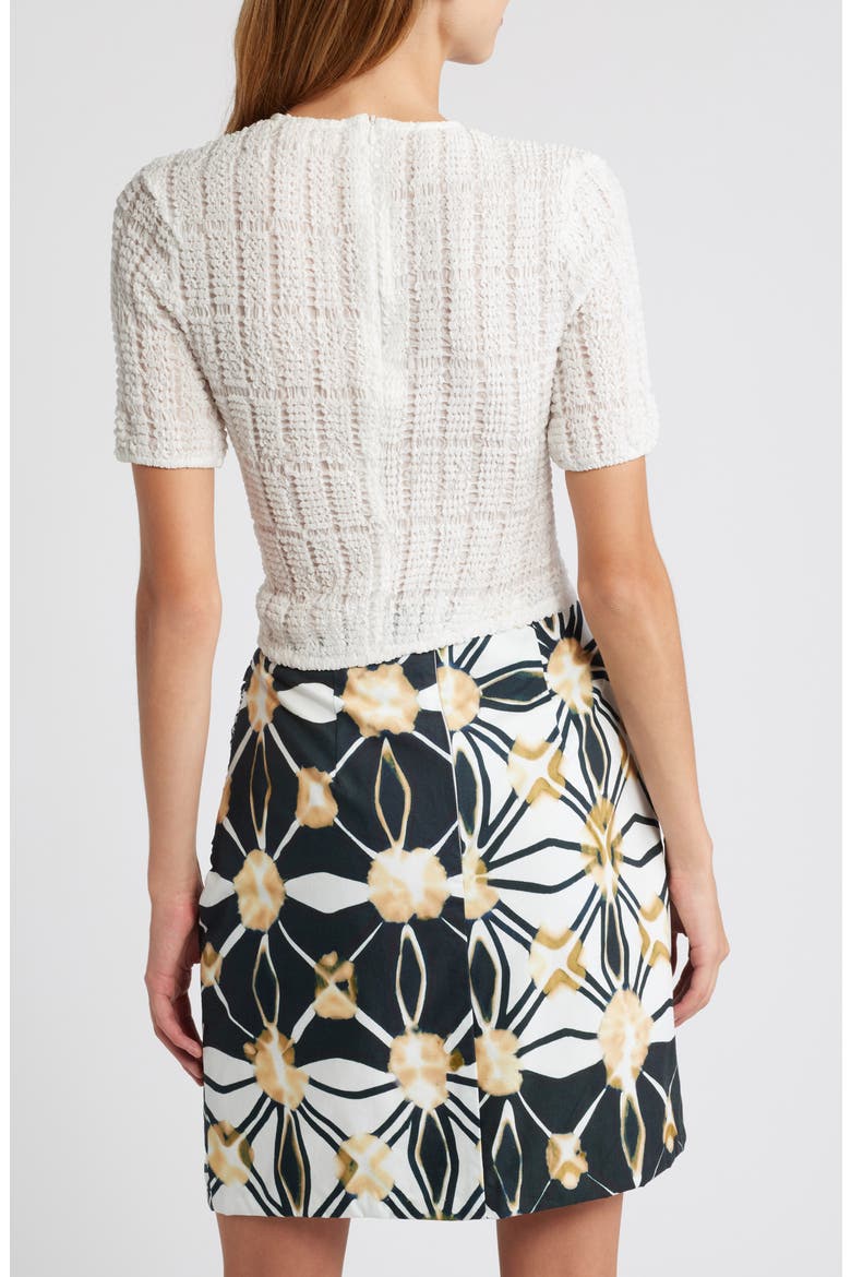 Janet Texture Puff Sleeve Crop Top, Alternate, color, WHITE