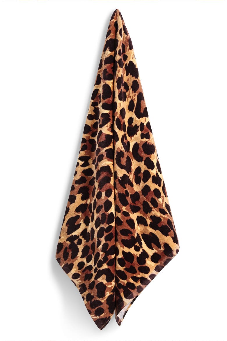 Iconic Y2K 100% Cotton 30"x60" Beach Towel | Flying Eyeball, Alternate, color, Leopard
