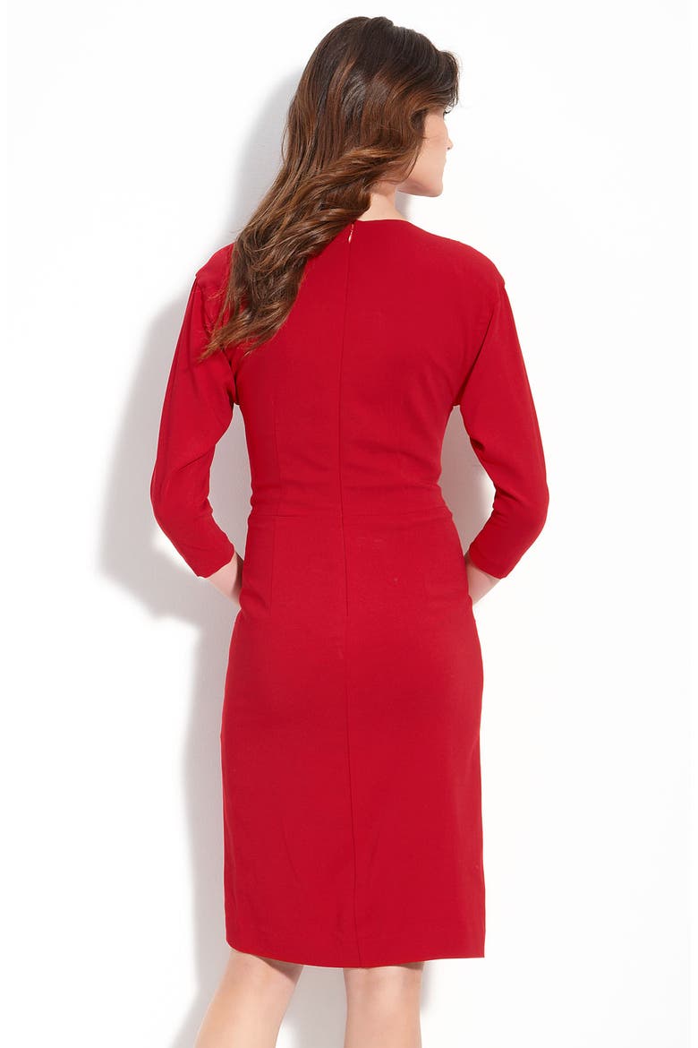 V-Neck Crepe Sheath Dress, Alternate, color, BRICK