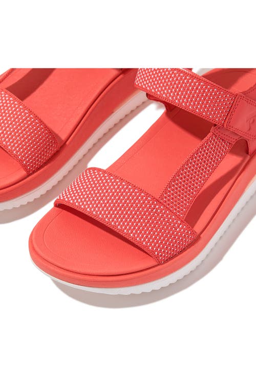 Fitflop Women's Surff Two-tone Webbing Or Leather Back-strap Sandals In Rosy Coral