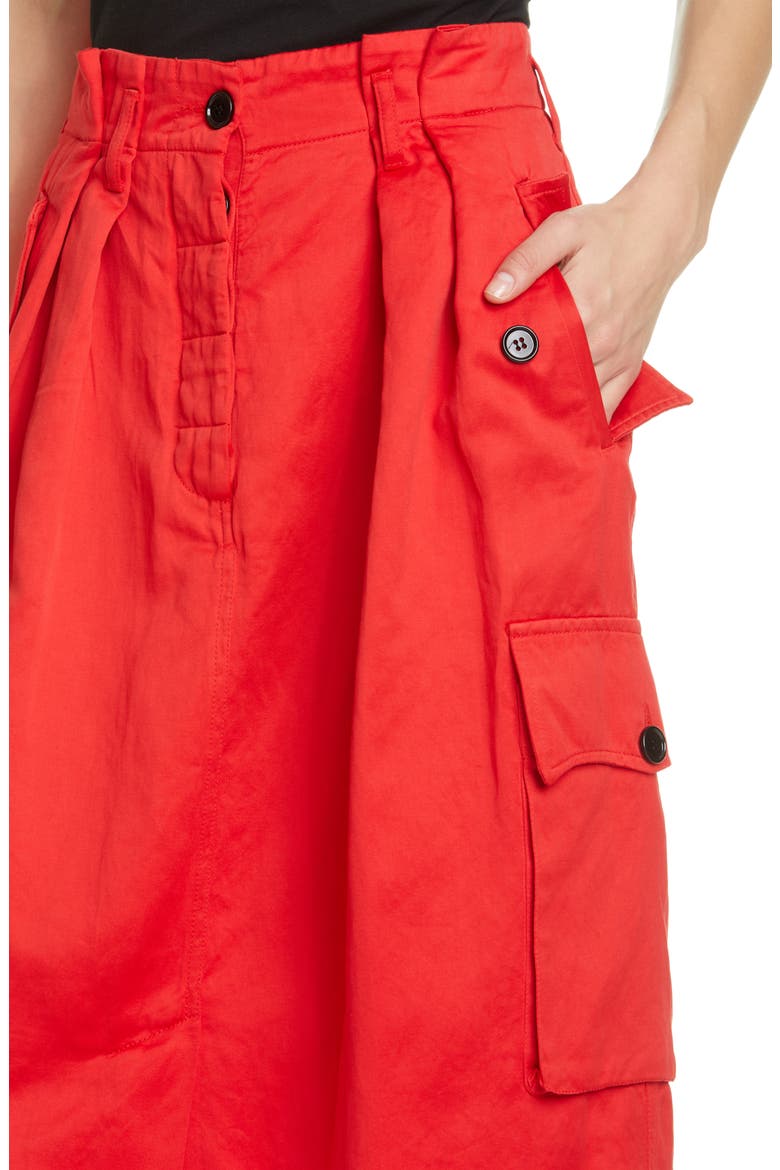 Savannah Cotton & Wool Midi Cargo Skirt, Alternate, color, RED