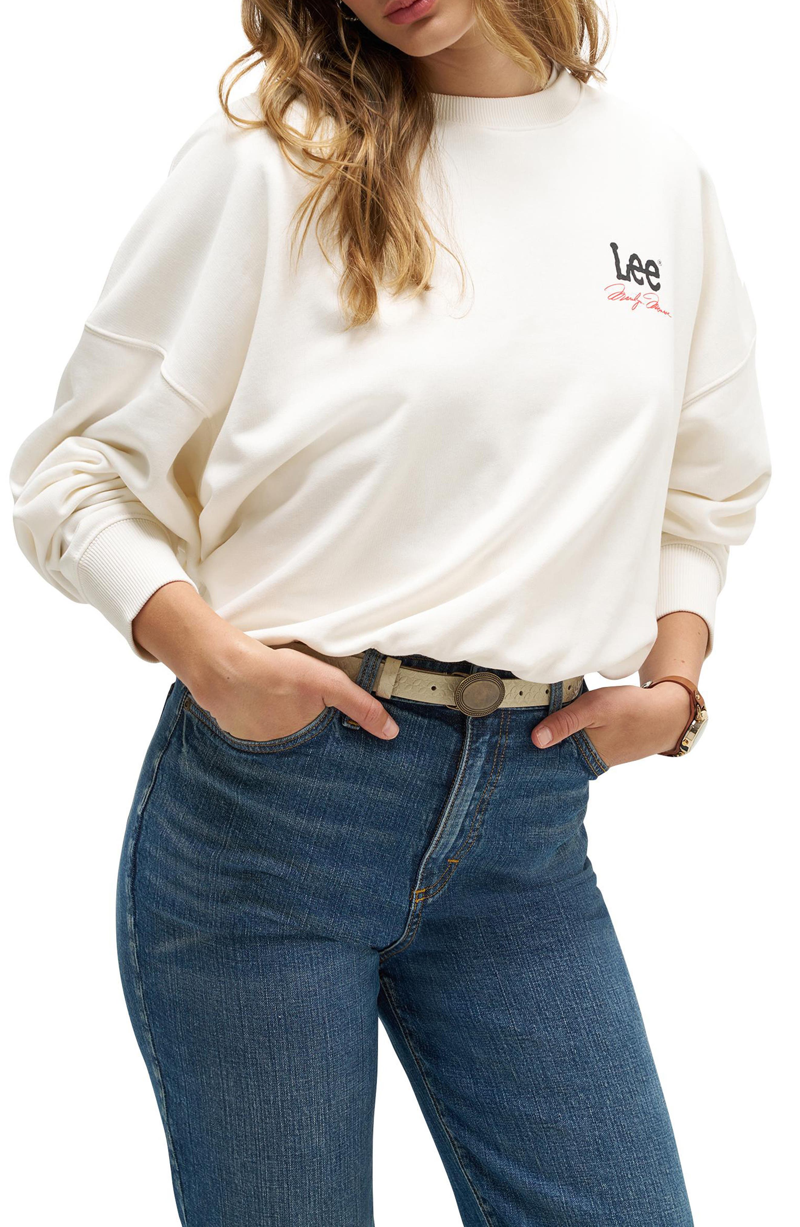 Lee X Marilyn Monroe Graphic Crewneck Sweatshirt In White Star