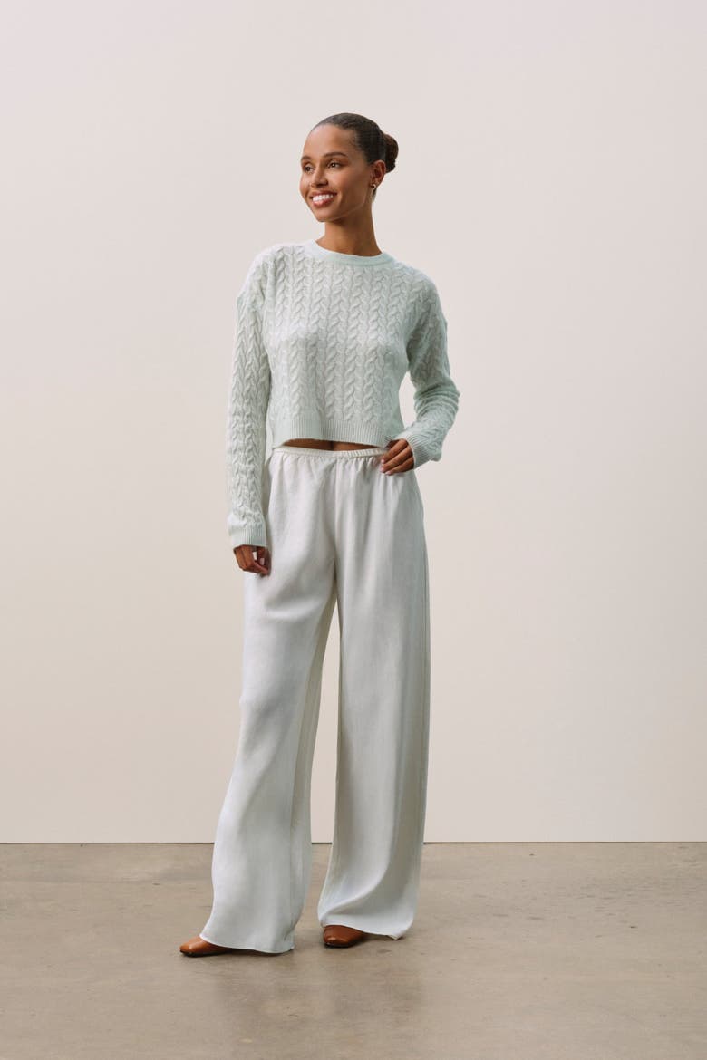 CHRISSY CROPPED CABLE KNIT SWEATER, Alternate, color, Jadite