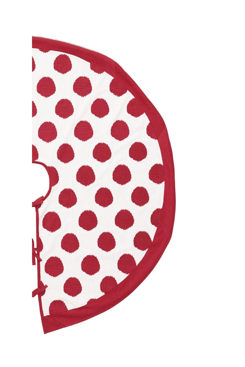 Red Ruby Polka Dot 100% Cotton Christmas Tree Skirt 54", Alternate, color, Red