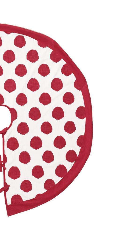 Carol & Frank Red Ruby Polka Dot 100% Cotton Christmas Tree Skirt 54" In Multi