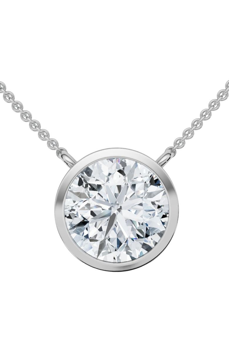Bliss Diamond 3Ct Solitaire Beezel Diamond Pendant Necklace 18" 14k Gold Lab Grown, Main, color, 