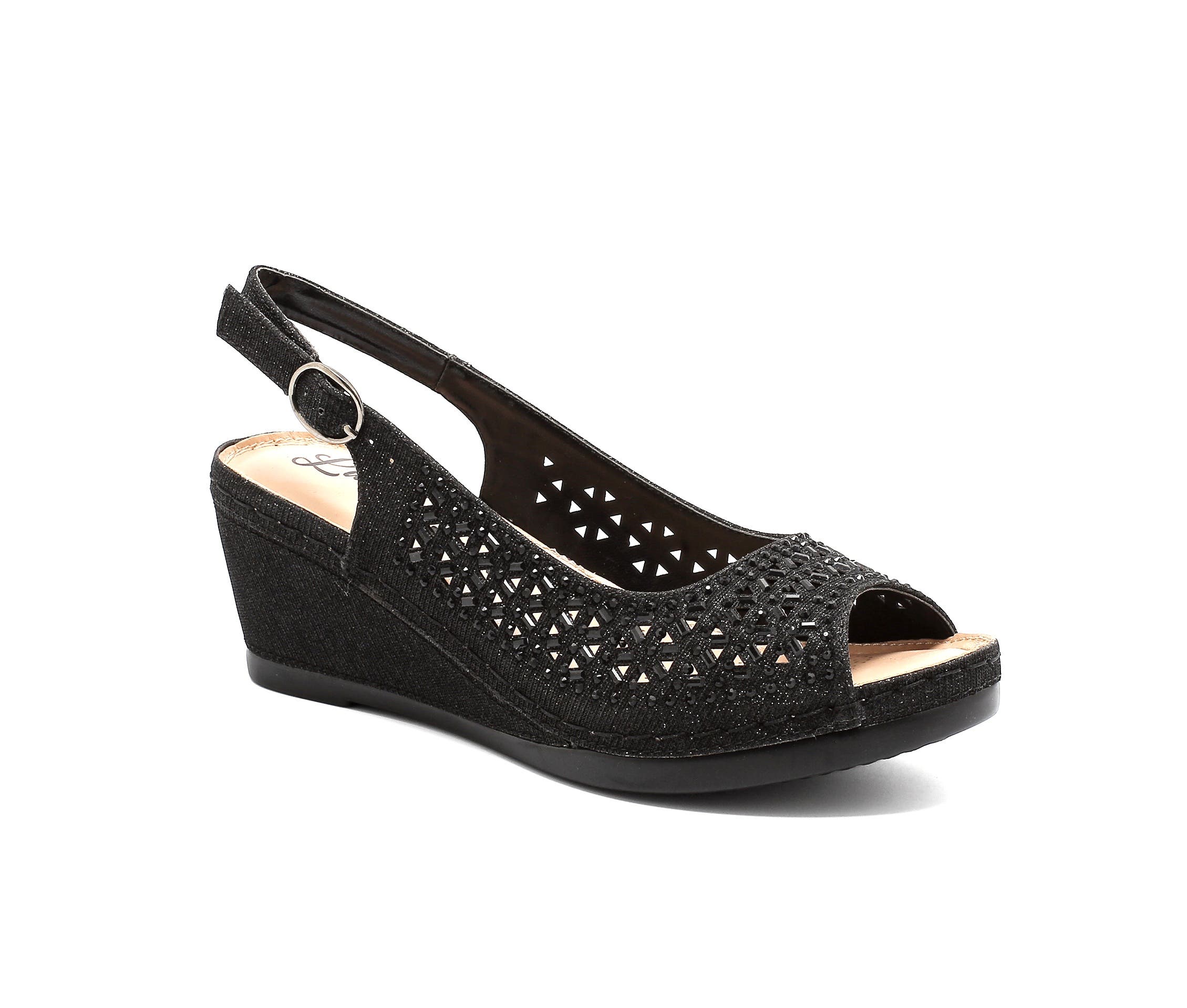 Lacy Couture Anita, Slingback Wedge, Main, color, Black