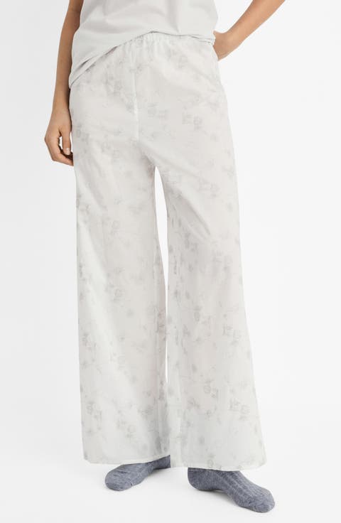 Floral Embroidered Pajama Pants