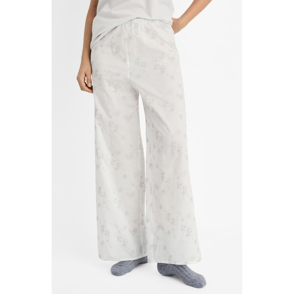 Shop Mango Floral Embroidered Pajama Pants In White