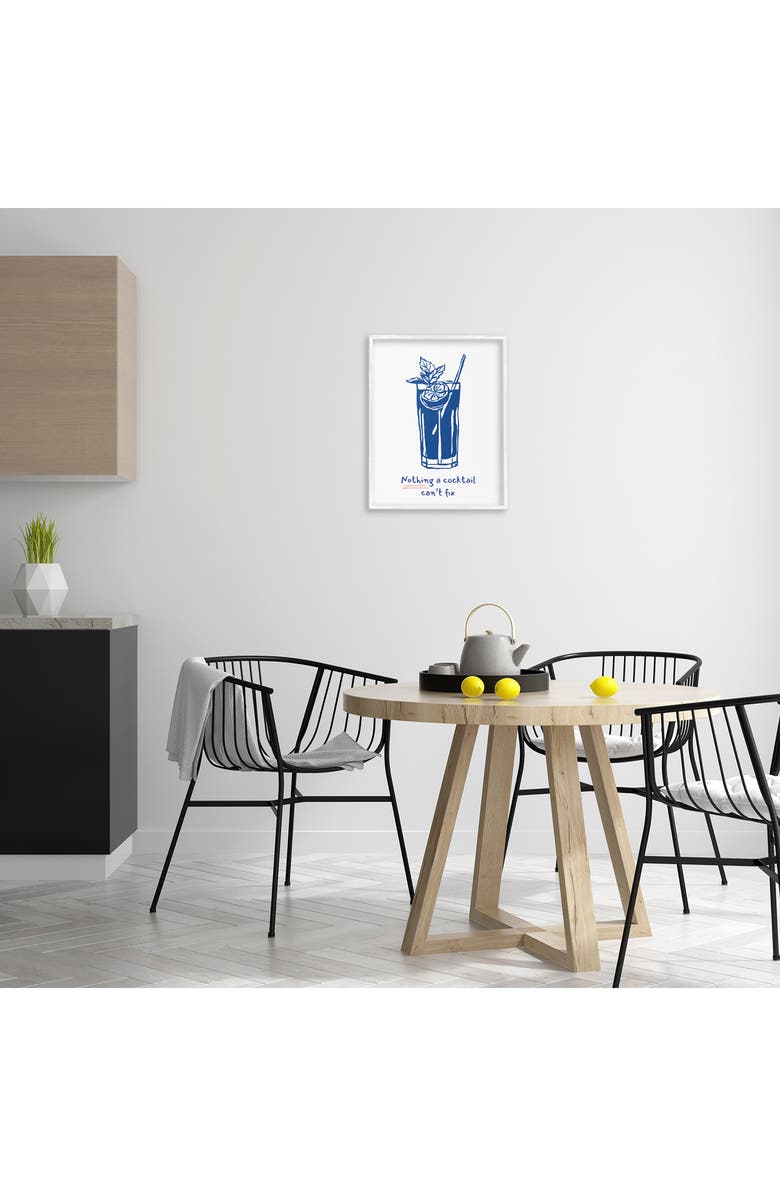 Stupell Industries Nothing A Cocktail Can't Fix Framed Canvas Wall Art, Alternate, color, Blue