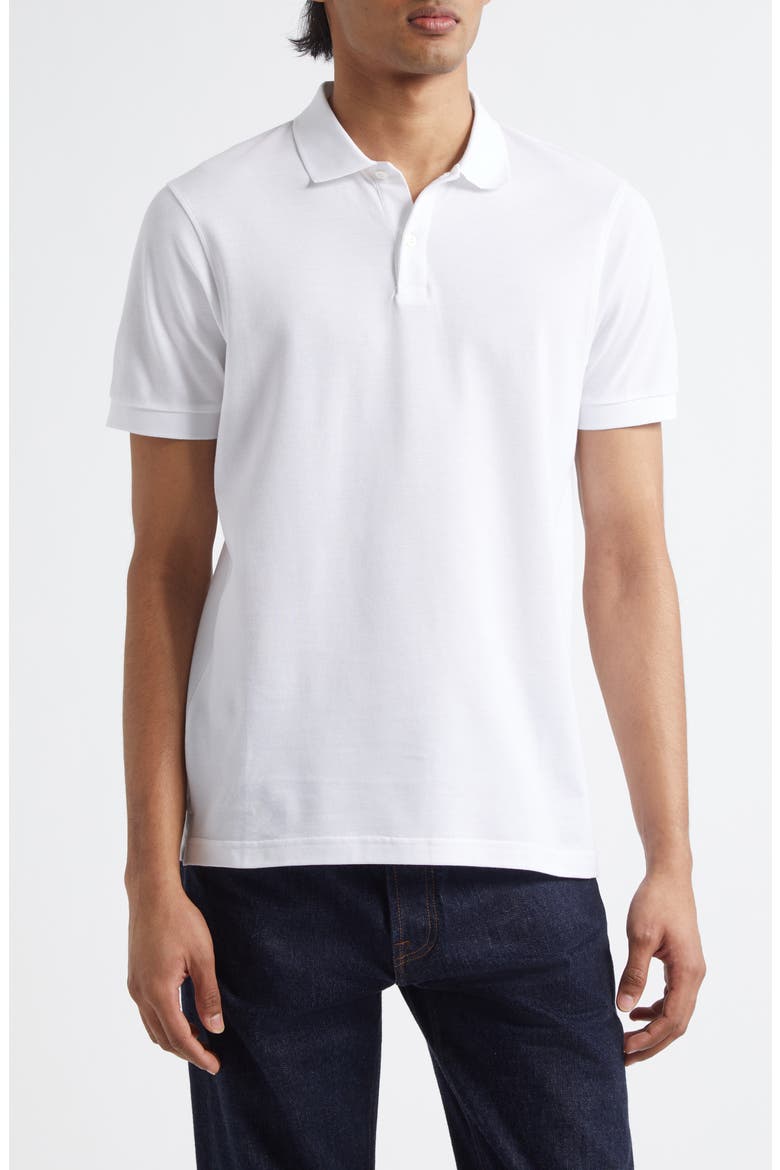 Cotton Piqué Polo, Main, color, WHITE