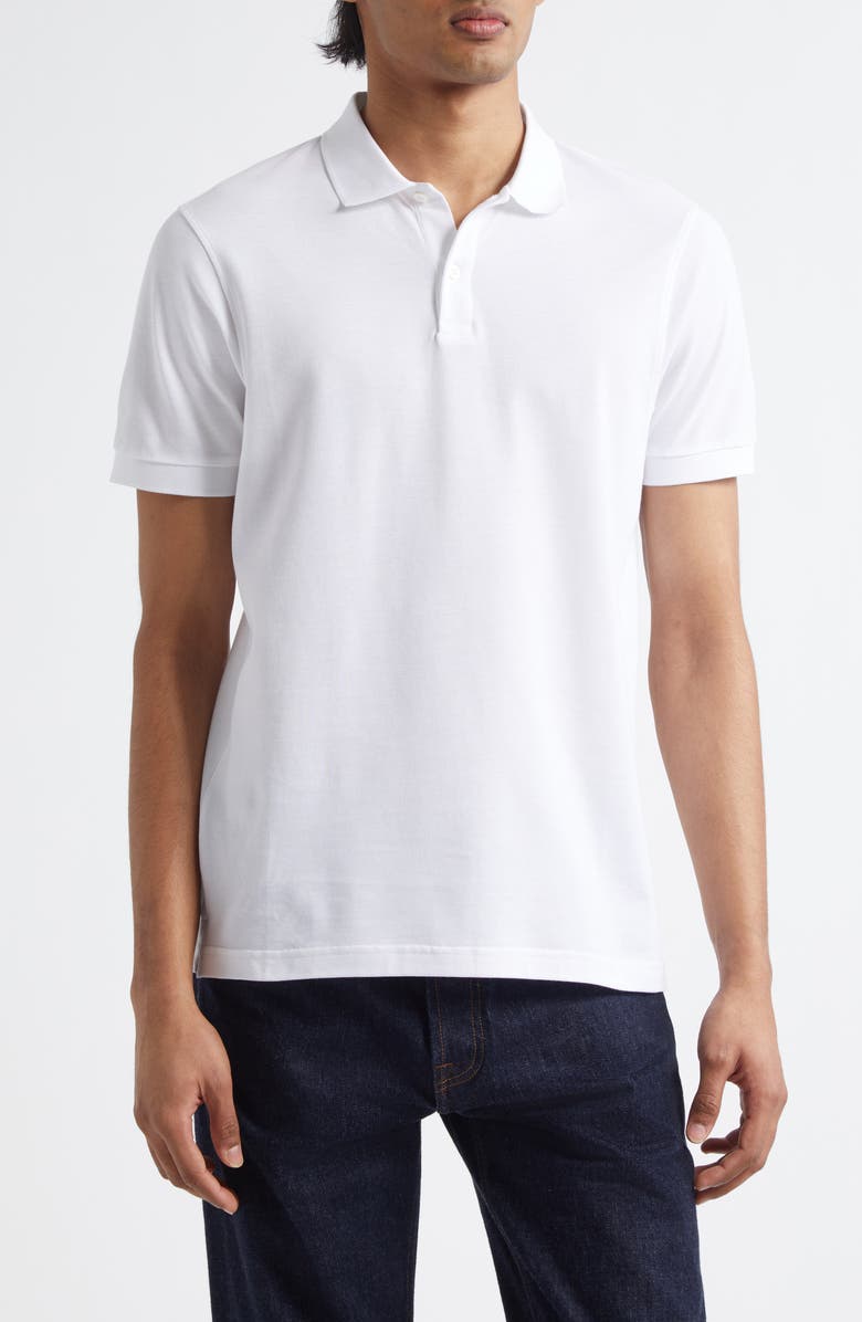 Sunspel Cotton Piqué Polo, Main, color, White