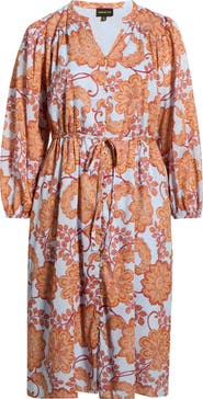 SUGARLIPS Siany Floral Ameni Long Sleeve Midi Shirtdress