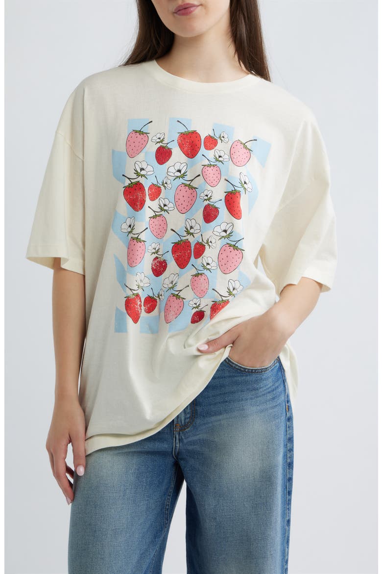 Strawberry Fields Graphic T-shirt, Main, color, MARSHMALLOW
