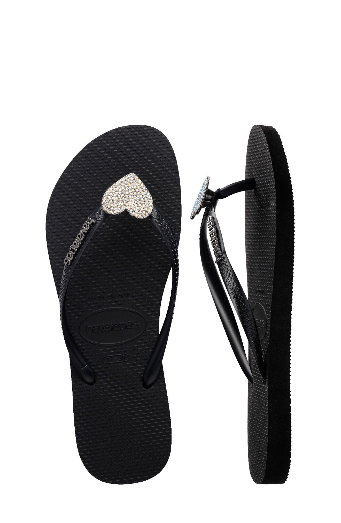 Havaianas Kids' Slim Crystal Charm Flip Flop, Alternate, color, 