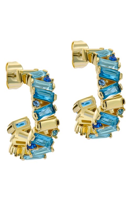 Ted Baker Clarence Crystal Cluster Hoop Earrings In Gold Tone Blue Multi Crystal