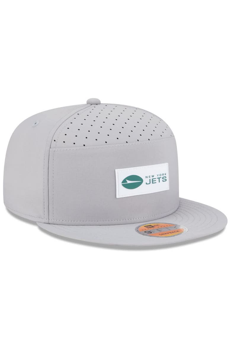 Men's New Era Gray New York Jets 2025 Sideline  Split Panel 9FIFTY Snapback Hat, Alternate, color, Gray