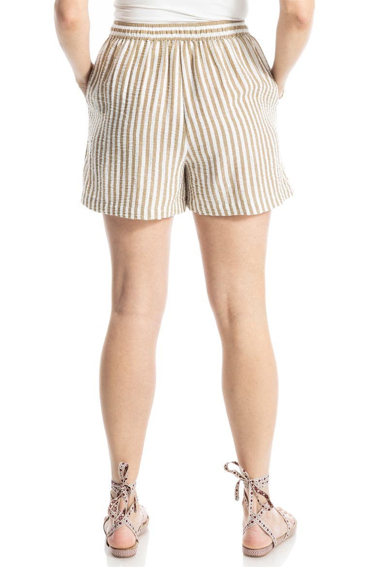 Stripe Drawstring Waist Shorts, Alternate, color, BEIGE/ WHITE STRIPE