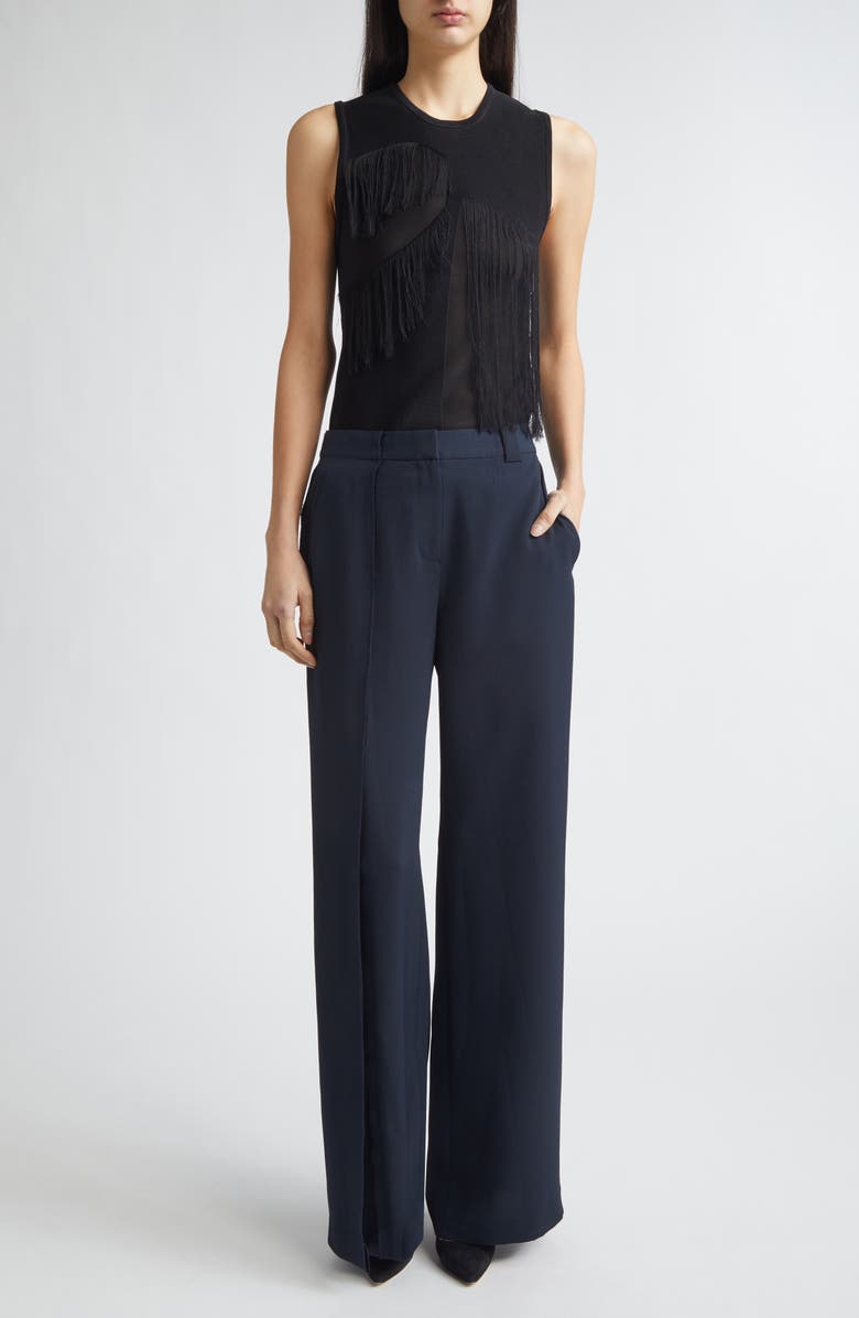 Jason Wu Collection Pintuck Straight Leg Cady Trousers, Alternate, color, Ultra Navy