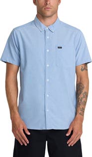 RVCA That'll Do Slim Fit Solid Short Sleeve Button-Down Shirt