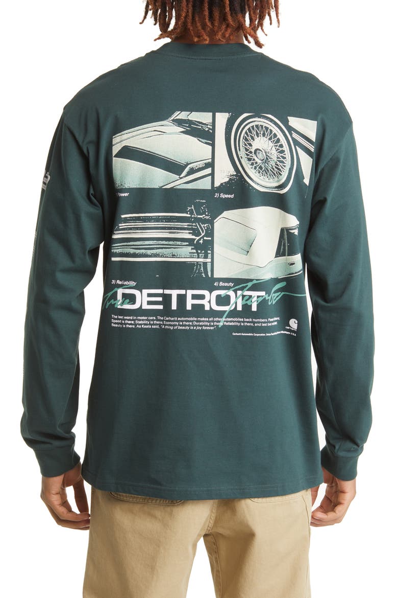 Detroit Turbo Long Sleeve Organic Cotton Graphic Tee, Alternate, color, JUNIPER