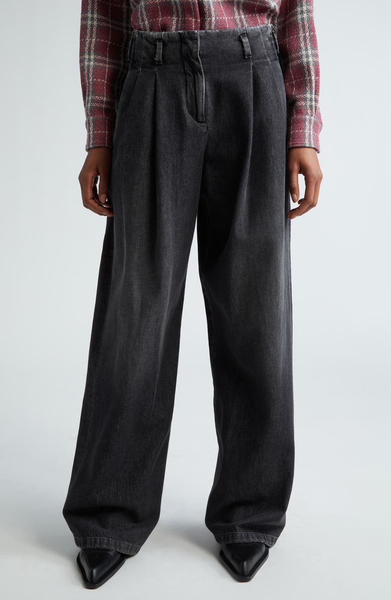 Golden Goose Journey Pleated Wide Leg Jeans, Main, color,