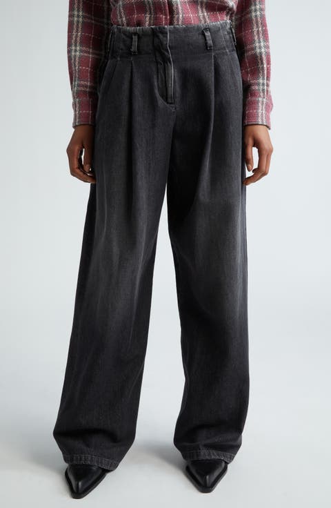 【関税&送料込】Golden Goose Wide Black Trousers In Denim Golden Goose crystal-embellished Tapered Jeans | Black