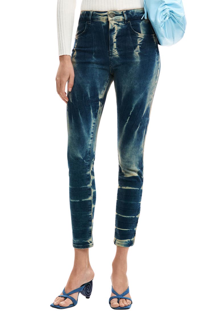 Low Rise Tie-Dye Skinny Jeans, Main, color, BLUE