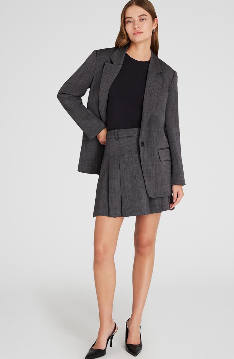 Club Monaco Pleated Stretch Wool Miniskirt, Alternate, color, 