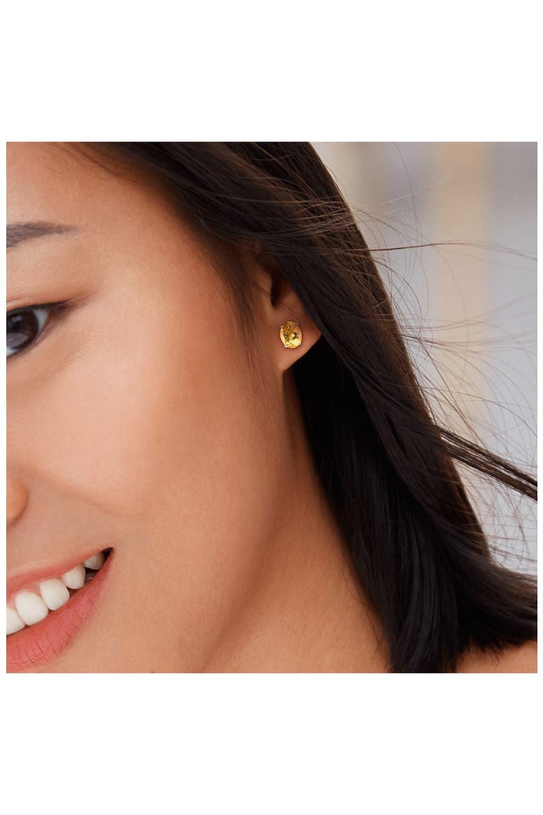 Oval Cut Citrine Pendant Necklace & Stud Earrings Set, Alternate, color, SILVER/ YELLOW