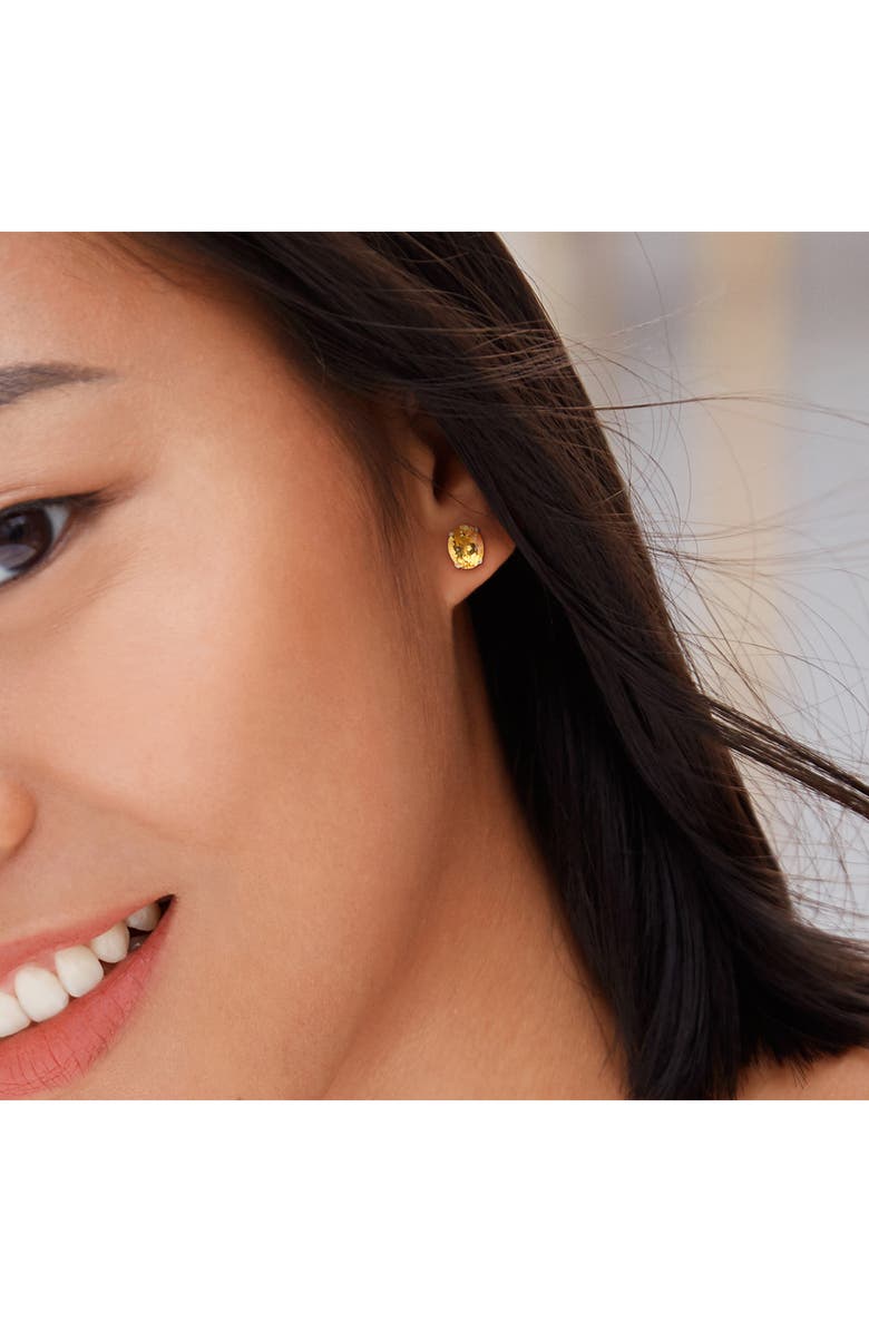 DELMAR Oval Cut Citrine Pendant Necklace & Stud Earrings Set, Alternate, color, Silver/ Yellow