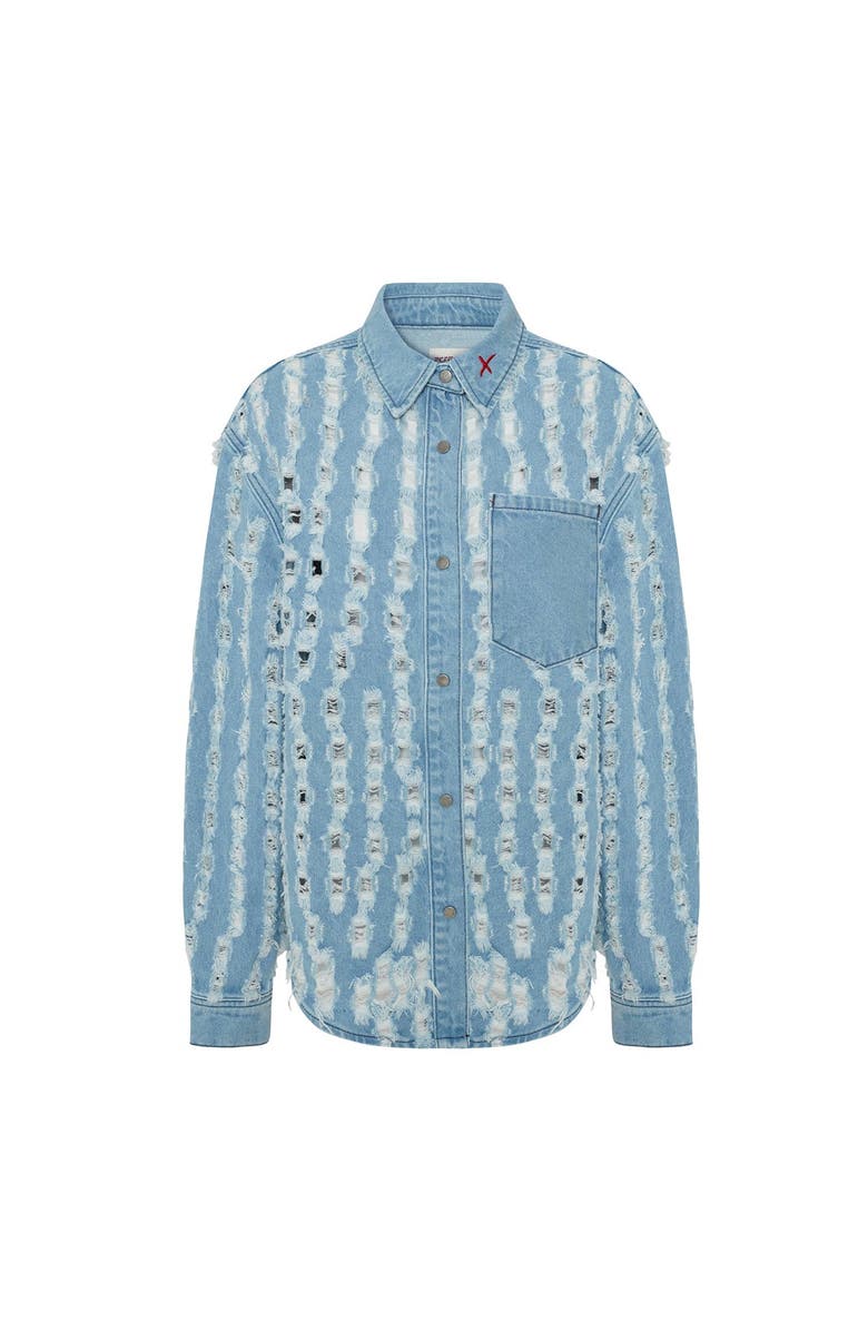 PCFG Perforated Denim Shirt, Main, color, Blue