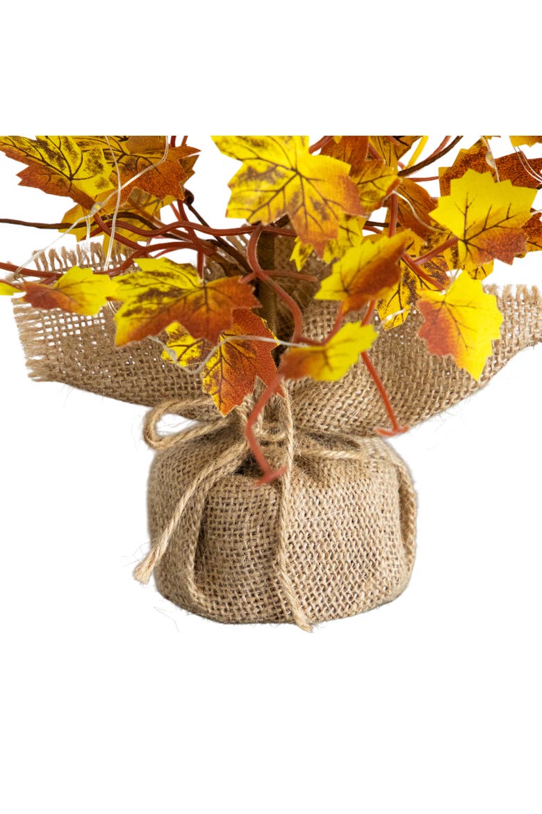 18-in Pre-Lit Autumn Maple Artificial Fall Tree with 30 LED String Lights in Burlap Wrapped Base, Alternate, color, Yellow