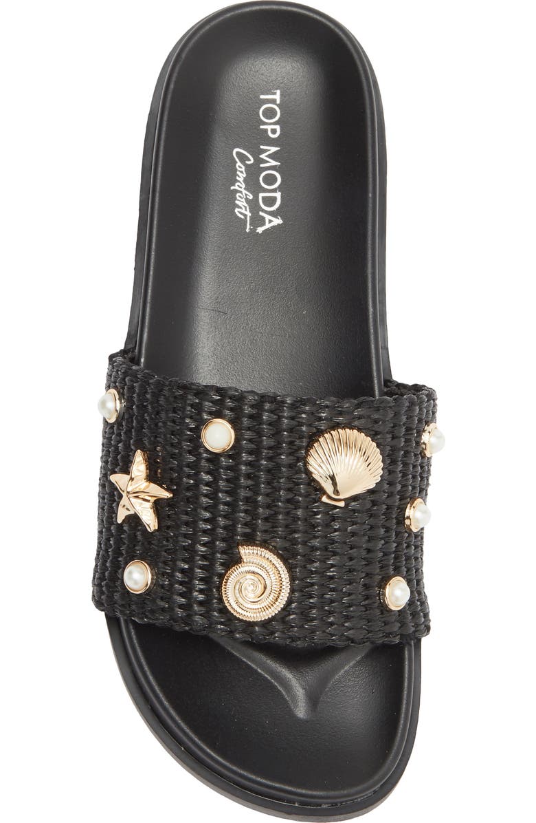 TOP MODA Daneia Raffia Slide Sandal, Alternate, color, Black Raffia