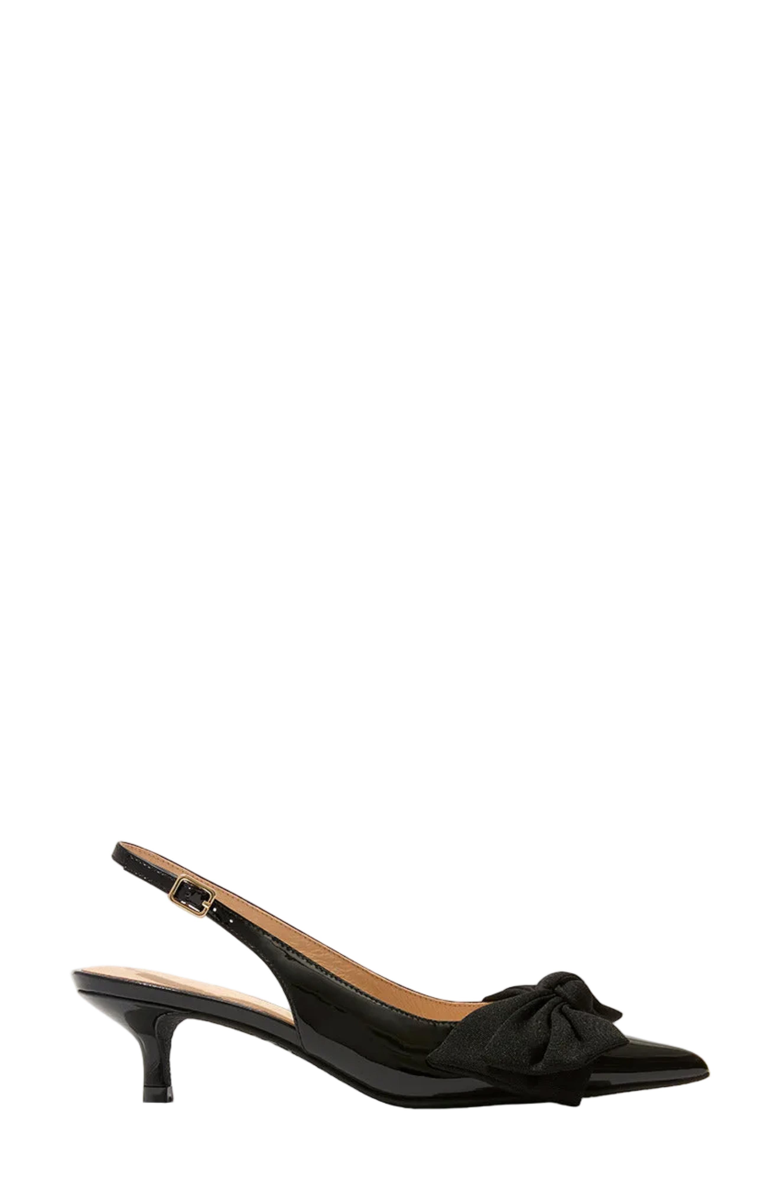 Debra Pointed Toe Kitten Heel Slingback Pump, Alternate, color, BLACK PATENT