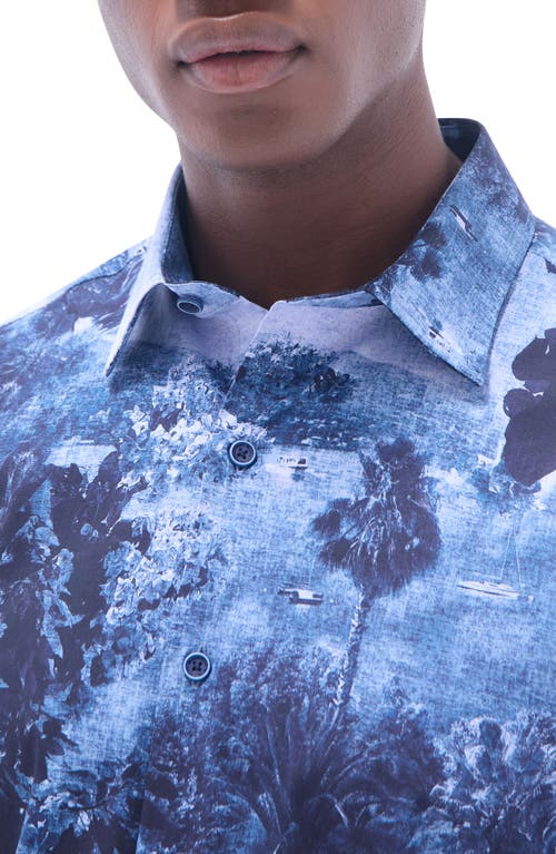 Bugatchi Julian Shaped Fit Stretch Cotton Button-up Shirt In Indigo