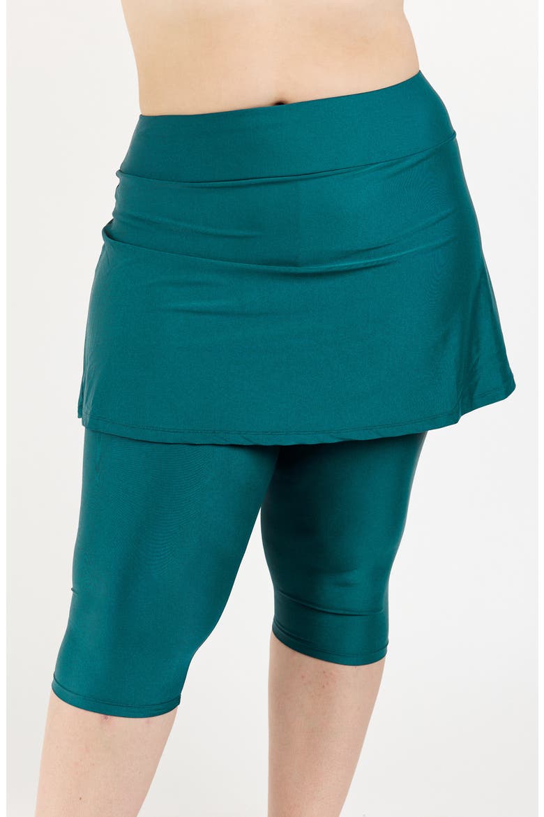 Plus Size Skirted Swim Capris, Main, color, Dark Jade