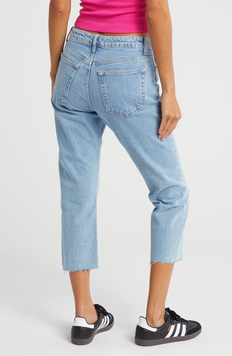 Topshop Mid Rise Raw Hem Straight Leg Jeans, Alternate, color,