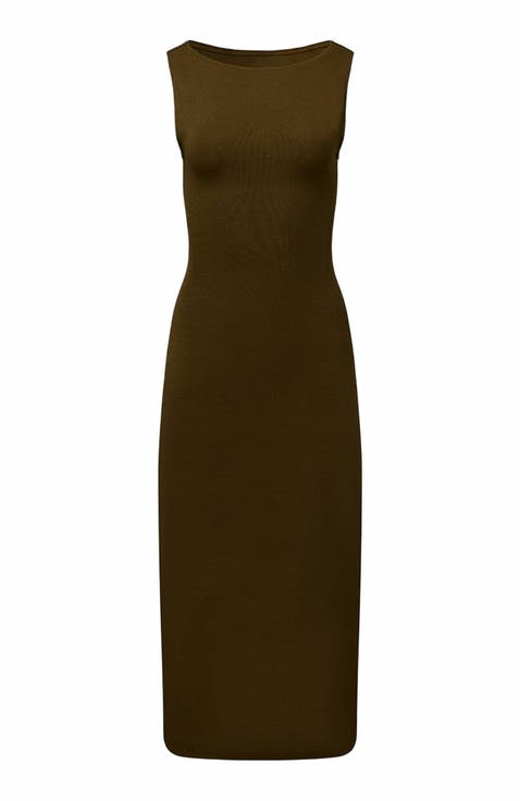 Boat Neck Midi Dress