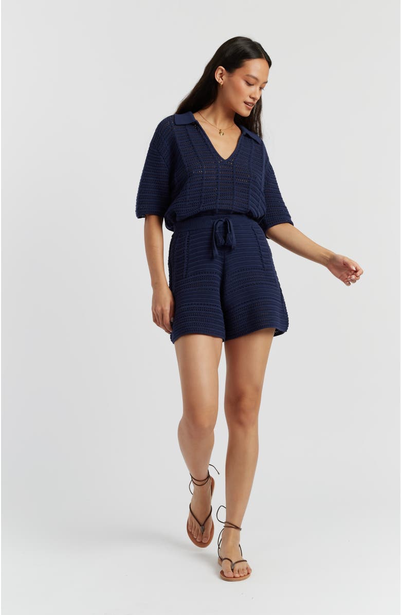 Chinti & Parker Cotton Crochet Shirt, Alternate, color, Navy