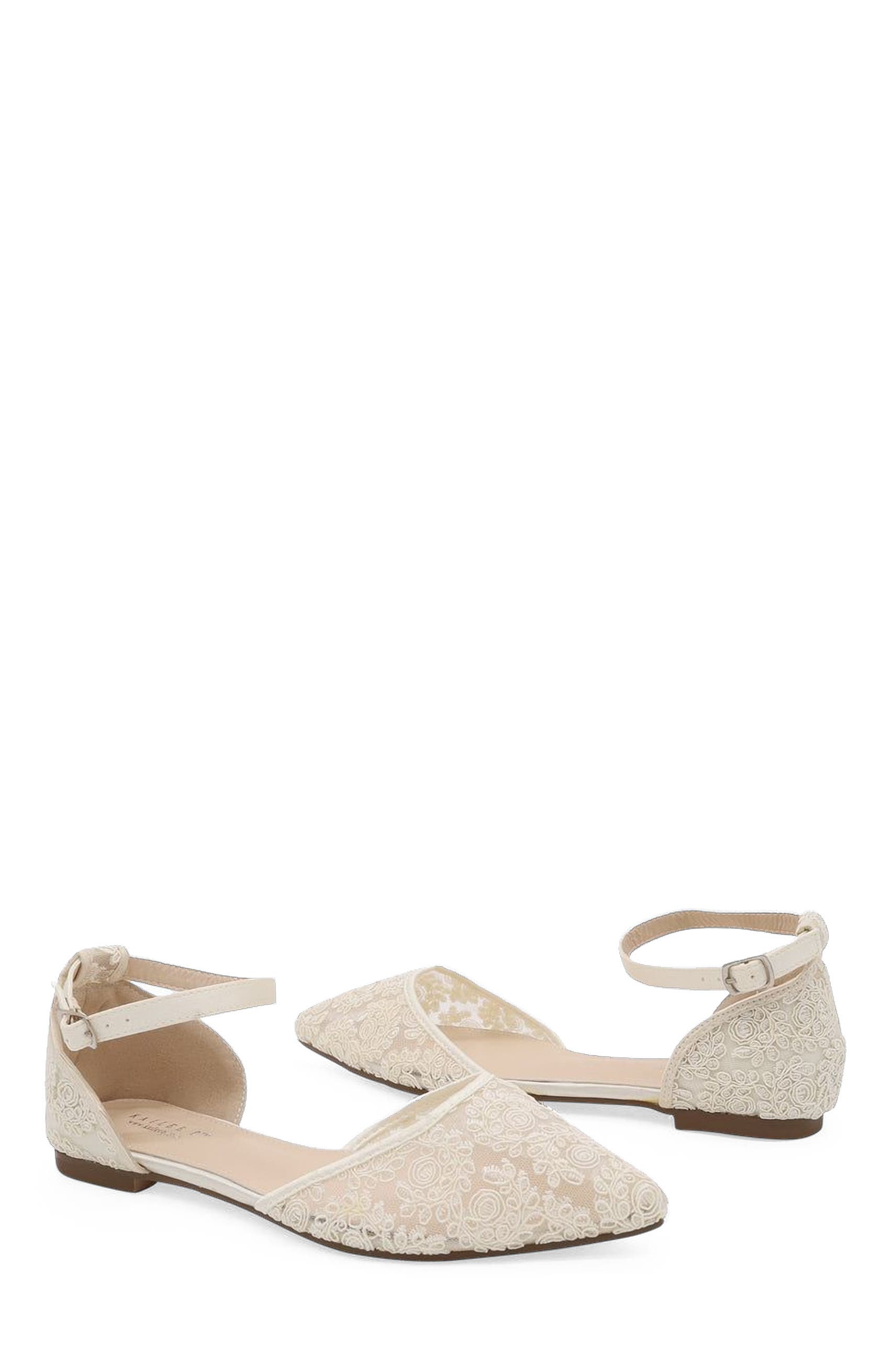 Twila Crochet Lace Pointed Toe Flats, Alternate, color, Ivory