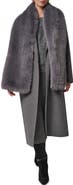 Donna Karan New York Double Breasted Coat with Removable Faux Fur Scarf