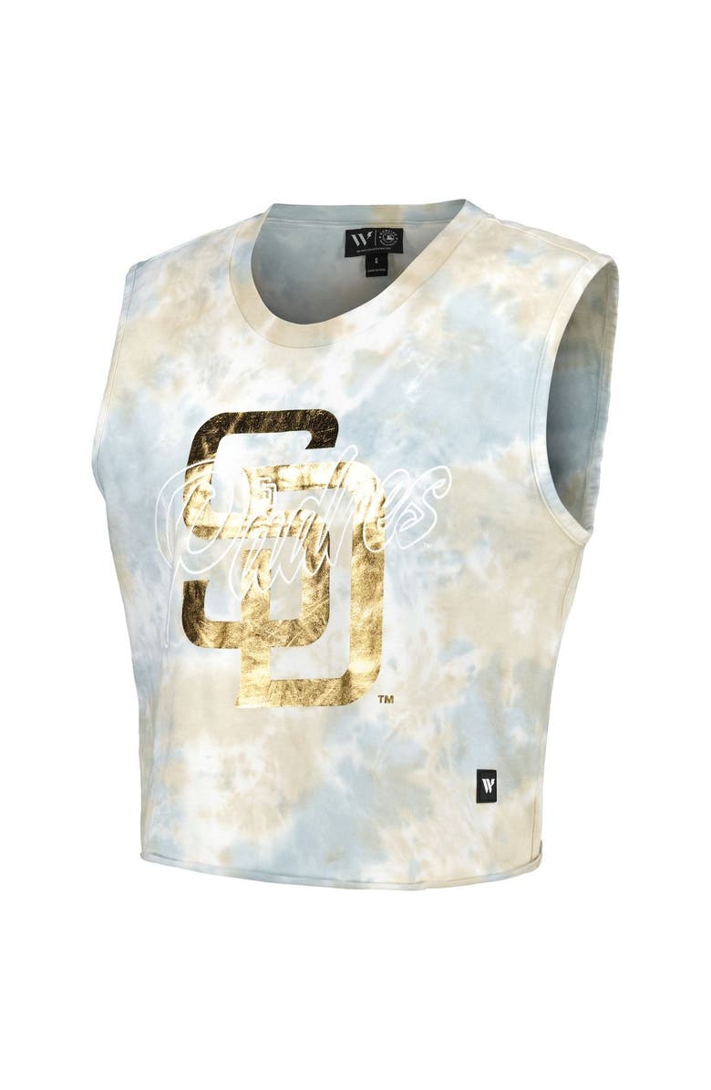 THE WILD COLLECTIVE Women's The Wild Collective White San Diego Padres Washed Muscle Tank Top, Alternate, color, 
