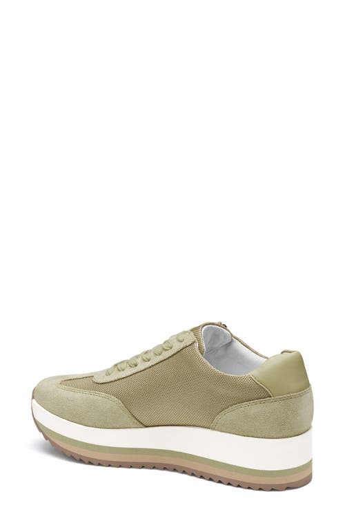 Johnston & Murphy Gracie Side Zip Sneaker In Sage Nylon/suede