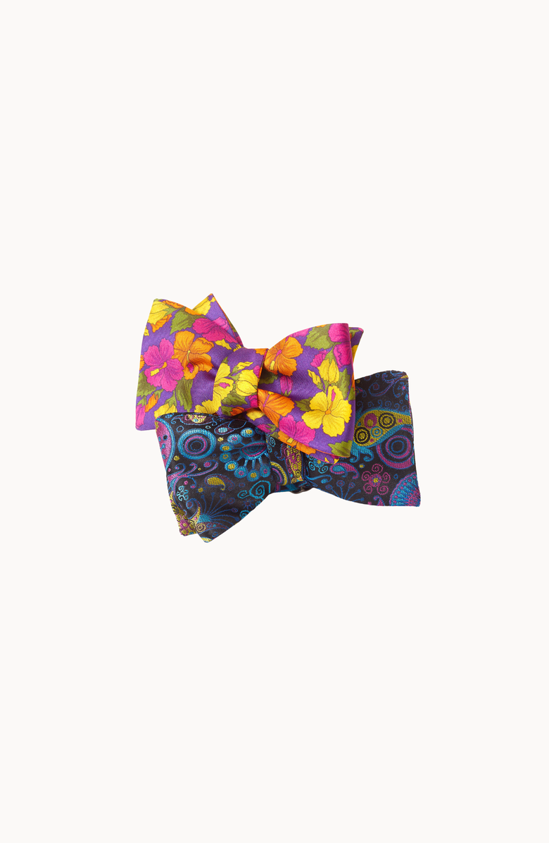 Beau Ties of Vermont Hibiscus Garden Bow Tie, Alternate, color, Purple Floral