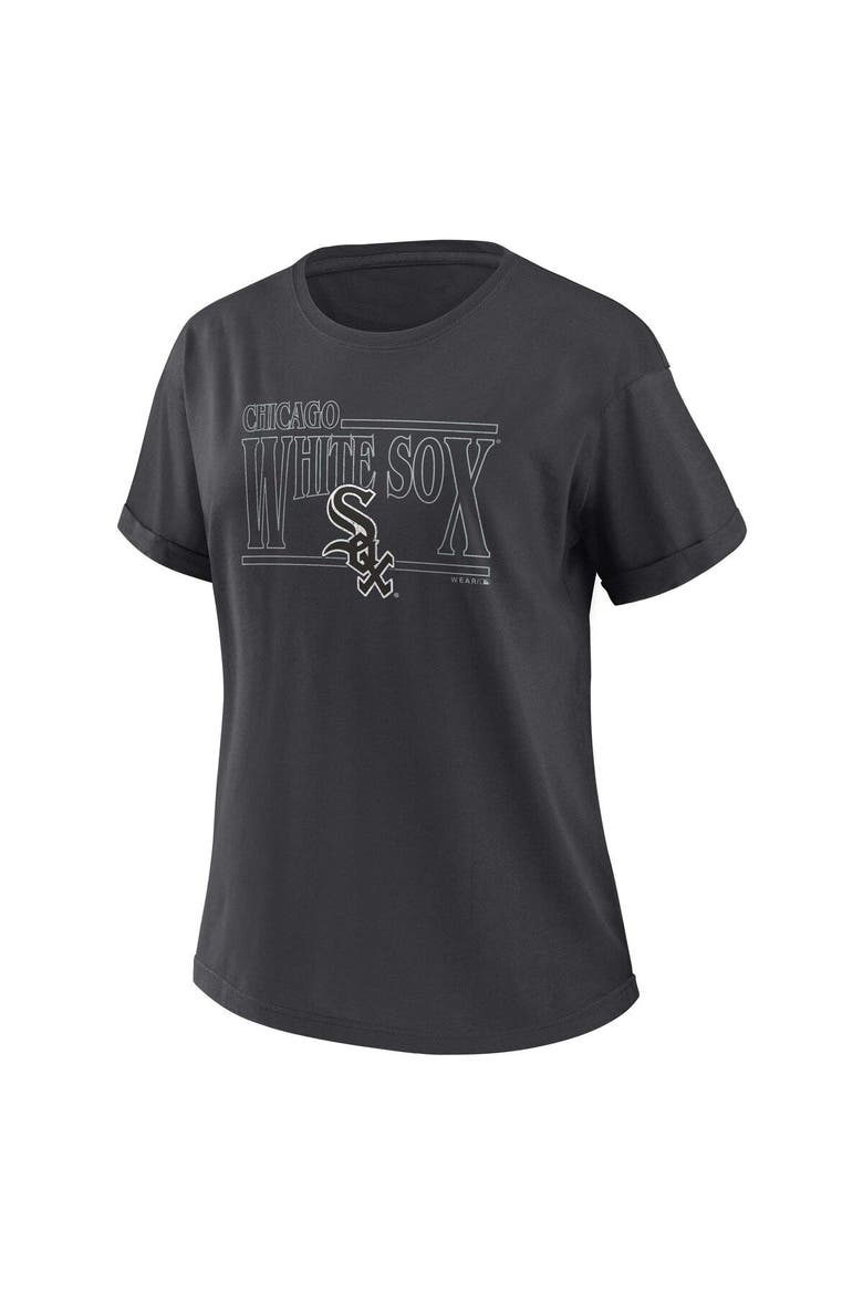Women's WEAR by Erin Andrews  Charcoal Chicago White Sox Oversized Boyfriend T-Shirt, Alternate, color, Charcoal