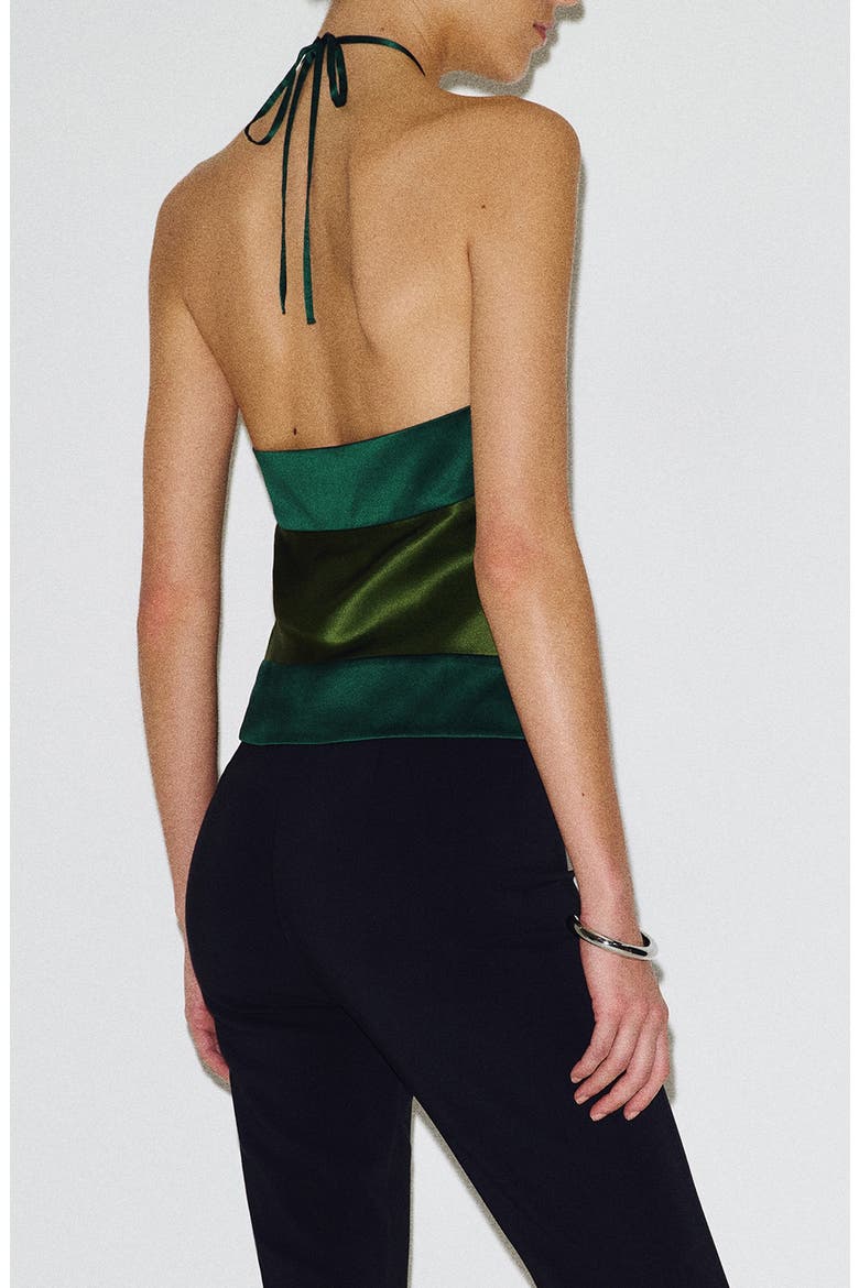 Jillian Halter Silk Top, Alternate, color, TOPIARY