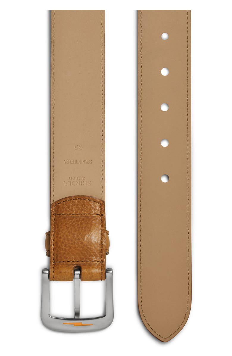 Shinola Canfield Vachetta Leather Belt, Alternate, color, Bourbon