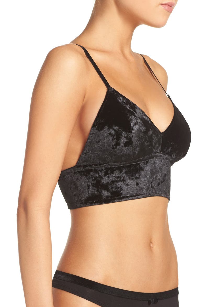 Crushed Velvet Bralette, Alternate, color, BLACK